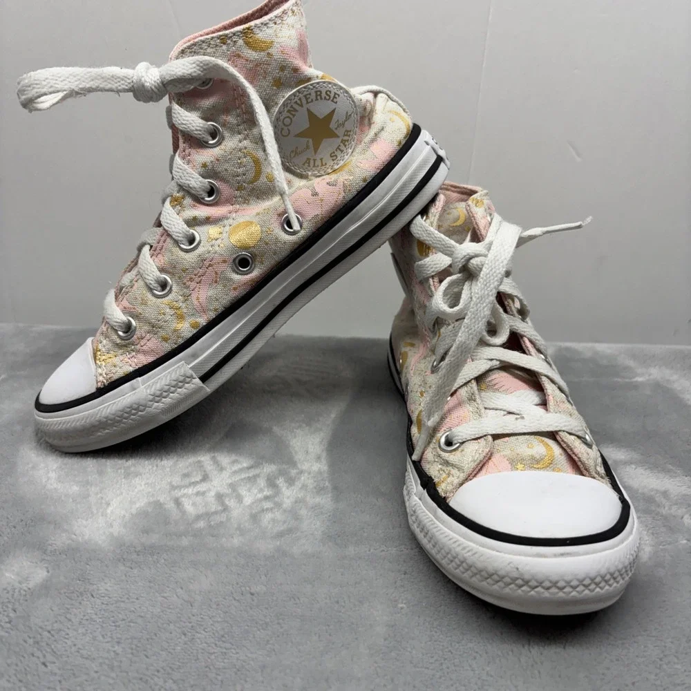 Converse Chuck Taylor All Star High Constellations Pink Gold Junior Sz 13